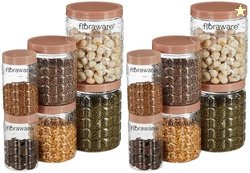 Floraware Jar Container, Set of 12 (4 pcs x 280 ml Each, 4 pcs x 500 m