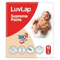 LuvLap Supreme Diaper Pants Large (LG) 9 to 14Kg, 62Pcs, 360 skin care