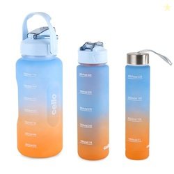 CELLO All Day Large Water Bottle, Sky Blue | Set of 3 (310ml, 790ml, 2