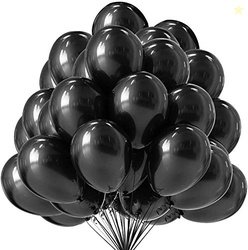 HEMITO Premium Metallic Latex Balloons Pack Of 50 Black Balloons for D