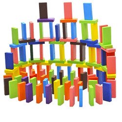 Toyshine 120 Pcs 12 Color Wooden Dominos Blocks Set, for Kids Board Ga