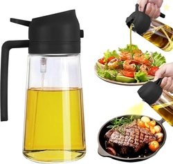 Misamo Enterprise 500ml 2 in 1 Glass Oil Sprayer and Dispenser Bottle,