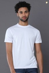 Soulhug Men Solid Round Neck Polyester White T-Shirt