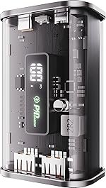 itel Star 110F 10,000mAh Powerbank | Transparent Design | 22.5W Fast Charging | AIOT Device Compatible | LED Display | Multiport Output & Input | Type-C & Micro USB | for Android, iPhone | Black