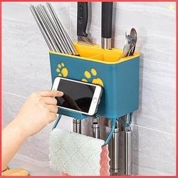 Wolpin Cutlery Kitchen Rack Plastic Kitchen Shelf Wall Mount Knife Hol