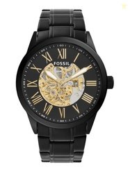 Fossil Men Black Skeleton Dial Analogue Automatic Motion Powered Watch