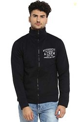 AMERICAN CREW Men's Polyester High Neck Jacket (ACJK09-M_Black_M)