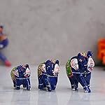 eCraftIndia Set of 3 Multicolor Elephant Statues for Good Luck| Animal Figurines Decorative Elephant Showpieces| Elephant Decorative Items for Home Living Room Office| Gift for Diwali Housewarming