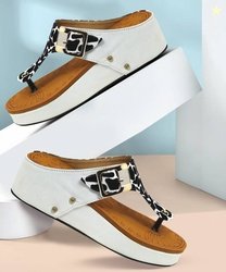 Xcen Women Wedges Sandal(White , 8)