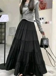 Rudraansh Fashion Women Solid Flared Black Skirt
