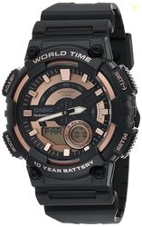 Casio Youth Series Analog-Digital Rose Gold Dial Men's Watch - AEQ-110