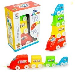 Ratna's 3-in-1 Train Stacker, Nesting, Stacking & Pull Along Toy for K