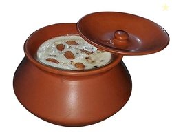 Pure Source India Round With Lid Clay Dahi Handi, 1 Ltr, 1 Piece, Brow
