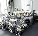 Glace Cotton Double Size Duvet Cover Quilt Cover Razai Cover Comforter Cover 90×100 inches, (Black Leaves)