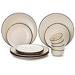 Handcrafted Stoneware Ceramic Dinner Set, 12 Pieces Dish Set Serving for 4, Microwave and Dishwasher Safe, Bone-ash Free, Crockery Set for Dining and Gifting, Off White