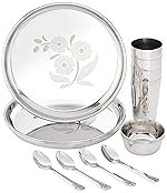 Solimo Stainless Steel Dinnerware Set, 16 Pieces, Solid