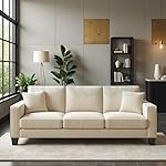 Torque Moscow 3 Seater Fabric Sofa (Cream) 3 Person Sofa, Wooden Sofa Set,Couch for Living Room Furniture | 3 Years Warranty