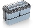 3 Compartment Lunch Box for Kids & Adults, Double-Decker Lunch Box for Office-School use,Leak Proof & Removable School,Garden,Travel Lunch Boxes (1400ml)(Color May Vary)