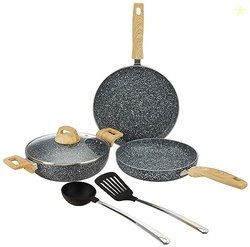 Amazon Basics Granite Finish Non Stick 5 Pcs Induction Base Cookware S
