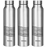 Solimo Stainless Steel Bottles (Set of 3) | 970ml Each | 100% Food-Grade | BPA-Free Cap | | Leak & Spill Proof | Ergonomic Grip | For Home & Office Use (Stainless Steel Finish)