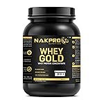 NAKPRO Gold Whey Protein Concentrate 80%, 1kg Unflavoured, Jar | 28g Protein, 6.2g BCAA | Trustified Certified 100% Authentic Supplement Powder & No Adulteration | Fast Absorbing Whey Protein Powder