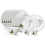 Larah by Borosil Oval Fluted Series Opalware Dinner Set | 21 Pieces for Family of 6 | Microwave & Dishwasher Safe | Bone-Ash Free | Crockery Set for Dining & Gifting | Plates & Bowls | White