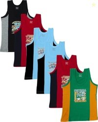 Dowin Kids Sleeveless Printed 100% Cotton Vests | Summer Wear Baniyan