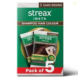 Streax Insta Shampoo Hair Colour for Women & Men, Dark Brown 3 - Pack