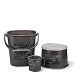 Nayasa Funk Square 3 Pcs Bathroom Set | Bucket 25 L + Mug 1.5 L + 508 Stool | Bathroom Set | Bath Set for Bathroom | Black