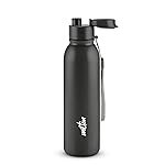 MILTON Caper 1000 Stainless Steel Water Bottle 870 ml, Single Walled, ISI Certified I Leak Proof Lid, Rust Proof I For School, Office, Gym I Black