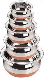 eppyz Copper Bottom Pot /Steel Set 5 Piece Handi 2.1 L, 1.6 L, 1.1 L,