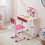 Solimo Study Table and Chair with Drawer in Pink