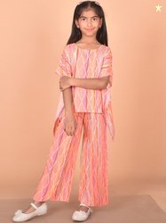 misbis Girls Printed Pure Cotton Kaftan Top With Trouser