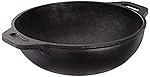 Solimo Pre-Seasoned Cast Iron Kadhai, 10 Inches (25 cm), Black