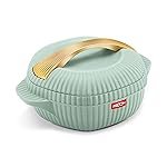 MILTON plastic Oyster 1000 PU Insulated Casserole, 860 ml, Light Green, BPA Free, Food Grade, Hot and Cold, Easy to Carry, Easy to Store, Chapati, Roti, Curd Maker