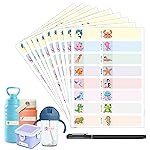 GLUNÂ® Ocean Animal Theme Vinyl Name Tag Waterproof Stickers, 10 Sheets 160 Stickers, Bottles, Lunch, Clothes, & Lunch Box Chits, Fadeproof Reusable Self-Adhesive