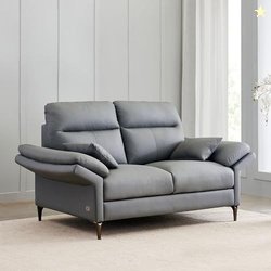 Home Centre Terraroza Half Leather 2-Seater Sofa with Cushions - Grey
