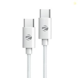 ZEBRONICS Type C to Type C Strong Braided Cable, 60W PD Fast Charging,
