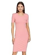Symbol Women’s Rib One Piece Knee-Length Bodycon Dress (Available in Plus Sizes)