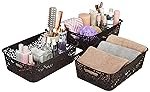 Solimo Fabric Royal Multipurpose Rectangular Storage Basket – Medium (Set Of 3, Brown)