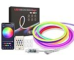 Groeien 5 Meter USB Powered Flexible Smart RGBIC Neon Flex LED Strip Lights with App & Remote-Control, Music Sync LED Strip, Silicone Rope Light for Home Decoration, Diwali, Christmas