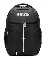 Ashvio 35L Premium Laptop Backpack for Men & Women | Water-Resistant Polyester Bag with 3 Large Compartments, Side Bottle Pocket & Padded Straps | Office, College, Travel Backpack (Black)