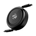 Zebronics Type C – Type C Retractable Cable, 60 Watts, Upto 480Mbps Data Sync, Fast Charging, 1 M, Compatible with iPhone 15 & 16 Series, iPad, MacBook, Samsung, Android (Wattz 60RCC1, Black)