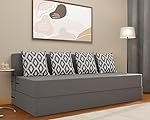 Adorn India Easy 4 Seater Sofa Cum Bed (Rhombus Pattern) Size 6′ X 6′ Ft (Grey Color) Perfect for Home & Office for Guests (1 Year Warranty)
