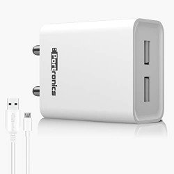 Portronics Adapto 66 2.4A 12w Dual USB Port 5V/2.4A Wall Charger,Comes