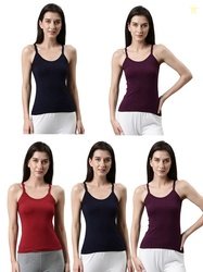 Dixcy Slimz Solid Scoop Neck Sleeveless Slim Fit Camisole for Women(As