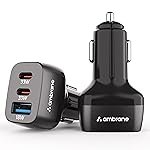 Ambrane 84W Triple Output Fast Car Charger with 2 Type-C & 1 USB, 33W Type C Charging with PD Technology, Fast Charging Adapter Compatible with Cars for iPhone & Android Smartphones (Charge C84,Black)