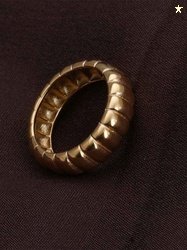 PALMONAS Gold-Plated Stainless Steel Anti Tarnish Ridged Ripple Band