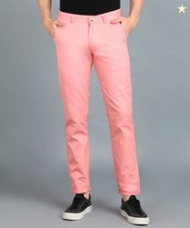 Urbano Fashion Men Slim Fit Pink Pure Cotton Trousers