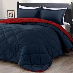 Homerica Solid Double Comforter for AC Room(Microfiber, RED BLUE)